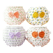 Zanarzt Baby Girls Briefs 4 Pcs Baby Bloomers for Toddler Girls Diaper Covers for Girls Cotton Briefs Underwear White,1-2 Years